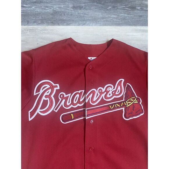 ATLANTA BRAVES RED BUTTON-DOWN SIZE M MLB JERSEY - Picture 7 of 10